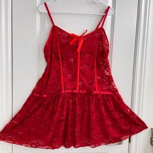 Avid Love Red Lace Women's Vintage-inspired lace Slip Dress–Babydoll Sleepwear